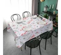 Syhi Qlty Nappes Carrees 150x150 cm - Bonhomme de Neige Nappe de Tables Anti Tache Imprimée en Tissu Lavable Polyester - Décoration Cloche Nappes pour Cuisine Salle à Manger Pique Nique - W21