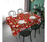Syhi Qlty Nappes Carrees 150x150 cm - Flocons de Neige de Noël Nappe de Tables Anti Tache Imprimée en Tissu Lavable Polyester - Cerf Feuille Verte Nappes pour Cuisine Salle à Manger Pique Nique - W41