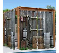 Syhi Qlty Rideaux d'extérieur Imperméable, Rideau Occultant Thermiques Rideau Exterieur Terrasse Rideau pour Pergola Tonnelle Cabane Jardin, 1 Pièce 132 x 213 cm, 3D Maison de Campagne