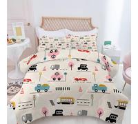 SYHIEGO Couette 140x200 Enfant Camion Couette Imprimée Motifs pelleteuses Couette 4 Saisons Édredon Lit 1 Personne 140x200 cm avec 1 Taie d'oreiller 65x65, Réversible Couette sans Housse