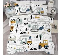 SYHIEGO Couette 140x200 Enfant Voiture Couette Imprimée Motif Camion Couette 4 Saisons Tracteur Édredon Lit 1 Personne 140x200 cm avec 1 Taie d'oreiller 65x65, Réversible Couette sans Housse