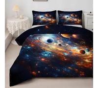 SYHIEGO Couette 200x200 4 Saisons Galaxis, Couette Imprimée Espace Couette 2 Personnes, Edredon avec 2 Taie d'oreiller 65x65, Réversible Couette sans Housse, A-31