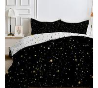SYHIEGO Couette 220x240 4 Saisons Étoilé, Couette Imprimée Ciel Étoilé, Couette 2 Personne Édredon Lit 2 Personnes 220x240 cm avec 2 Taie d'oreiller 65x65, Réversible Couette Noir sans Housse -Ea409