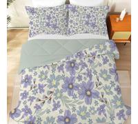 SYHIEGO Couette 220x240 4 Saisons Vert Feuilles Couette Imprimée Botanique Couette 2 Personne Édredon Lit 2 Personnes 220x240 cm avec 2 Taie d'oreiller 65x65, Réversible Couette sans Housse