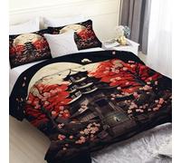 SYHIEGO Couette Légère d'Été 140x200 cm, Couette imprimée Style Japonais 1 Personne, Couette Fleurs de Cerisier Réversible avec 1 Taie d'oreiller -Style Manga - Ej138