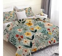 SYHIEGO Couette Légère d'Été 200x200 cm, Couette imprimée Élégant 2 Personnes, Couette Plantes Réversible avec 2 Taies d'oreiller -RétroEc300
