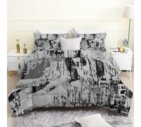 SYHIEGO Couette Légère d'Été 240x220 cm, Couette imprimée Abstrait 2 Personnes, Couette Pois Réversible avec 2 Taies d'oreiller -Vintage - EK118