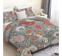 SYHIEGO Couette Légère d'Été 240x220 cm, Couette imprimée Floral 2 Personnes, Couette Plantes Réversible avec 2 Taies d'oreiller -RétroEc70