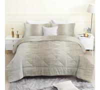 SYHIEGO Couette Légère d'Été 260x240 cm, Couette imprimée Abstrait 2 Personnes, Couette Rayures Réversible avec 2 Taies d'oreiller -Vintage - Ek50