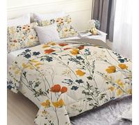 SYHIEGO Couette Légère d'Été 260x240 cm, Couette imprimée Fleurs 2 Personnes, Couette Rétro Réversible avec 2 Taies d'oreiller -FloralEc308