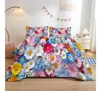 SYHIEGO Couette Marguerite Couette 200x200 4 Saisons Couette Imprimée Floral Coloré Couette 2 Personnes 200x200 cm avec 2 Taie d'oreiller 65x65, Edredon Réversible Couette sans HousseA&220