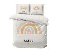 SYHIEGO Housse de Couette 140x200 Enfant 1 Personne Fille Arc-en-Ciel Parure de Lit Coeur Imprimée Motif Microfibre avec Fermeture Eclair avec 2 Taies d'oreiller 65x65cm pour Ado