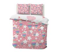 SYHIEGO Housse de Couette 140x200 Enfant 1 Personne Fille Arc-en-Ciel Rose Parure de Lit Étoile Imprimée Motif Microfibre avec Fermeture Eclair avec 2 Taies d'oreiller 65x65cm pour Ado