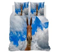 SYHIEGO Housse de Couette 220x240 Cheval Ciel Bleu Réversible Parure de Lit Animaux Motif 2 Personnes Microfibre Literie + 2 Taies d'oreiller 65x65cm + Fermeture Eclair pour Adulte