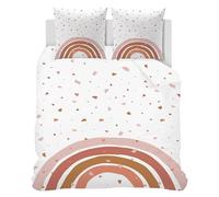 SYHIEGO Parure de Lit 1 Personne Fille Housse de Couette 135x200 Enfant Microfibre Terracotta Arc-en-Ciel Motif avec Fermeture Eclair avec 2 Taies d'oreiller 65x65cm pour Ado