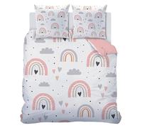 SYHIEGO Parure de Lit 140x190 Enfant Fille Microfibre Réversible Housse de Couette 3D Arc-en-Ciel Nuage Motif Housse Couette Imprimée 1 Personne avec Fermeture Eclair avec 2 Taies d'oreiller 65x65cm