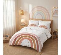 SYHIEGO Parure de Lit 140x190 Enfant Fille Réversible Arc-en-Ciel Motif Housse de Couette avec Fermeture Eclair Microfibre Housse Couette Imprimée 1 Personne avec 2 Taies d'oreiller 65x65cm
