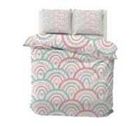 SYHIEGO Parure de Lit Arc-en-Ciel 2 Personnes avec Housse de Couette 220x240 Microfibre Coeur Motif avec 2 Taies d'oreiller 65x65cm avec Fermeture Eclair pour Adulte Enfant Fille Ado