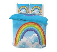 SYHIEGO Parure de Lit Arc-en-Ciel 2 Personnes avec Housse de Couette 220x240 Microfibre Nuage Motif avec 2 Taies d'oreiller 65x65cm avec Fermeture Eclair pour Adulte Enfant Fille Ado