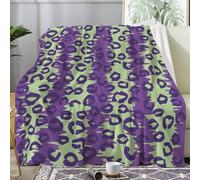 SYHIEGO Petit Plaid Canape Flanelle Imprimé Léopard 130x150 cm, Couverture Enfant Doux Abstrait, Moderne, Jeté de Canapé, Couvertures et Plaids Violet, Vert pour Lit 1 Personne ou Canapé, Salon -Aa4