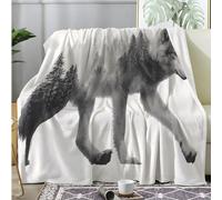 SYHIEGO Petit Plaid Canape Flanelle Style Artistique Vintage 100x130 cm, Couverture Enfant Doux Loup, Animaux Sauvages Jeté de Canapé pour Lit ou Canapé -AAp13