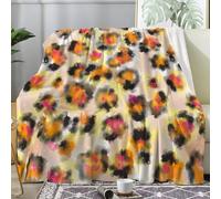SYHIEGO Plaid Canape Grande Taille Flanelle Imprimé Léopard 230x270 cm, Couverture Lit 2 Personnes Doux Abstrait, Vintage, Jeté de Canapé, Couvertures et Plaids Jaune pour Lit ou Canapé, Salon -Aa24