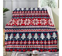 SYHIEGO Plaid Canape Grande Taille Flanelle Noël 220x240 cm, Couverture Lit 2 Personnes Doux Vintage, Bohème, Jeté de Canapé, Couvertures et Plaids Blanc et Rouge pour Lit ou Canapé, Salon -Ad26
