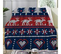 SYHIEGO Plaid Canape Grande Taille Flanelle Noël 230x270 cm, Couverture Lit 2 Personnes Doux Vintage, Bohème, Jeté de Canapé, Couvertures et Plaids Bleu et Jaune pour Lit ou Canapé, Salon -Ad28