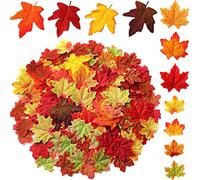 Syhood 500 Feuilles d'Érable Artificielles pour Thanksgiving Fausses Feuilles d'Automne de Style Mixte pour Décoration de Table de Fête Mariage Automne Scrapbooking Artistique DIY