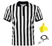 Syhood Chemise d'arbitre à Rayures pour Homme, Drapeau de pénalité et sifflet pour Football, Sports et Halloween, Cosplay (Taille XXL)