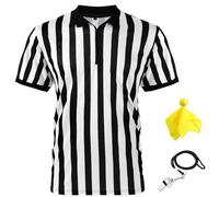 Syhood Chemise d'arbitre à Rayures pour Homme - Drapeau de pénalité et sifflet - pour Football, Sports et Halloween - Taille XL