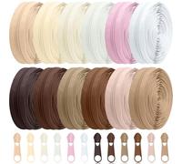 Syhood Lot de 12 fermetures éclair à coudre #5 assorties en nylon léger avec 120 curseurs en plastique pour femmes et hommes (couleur peau)