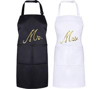 Syhood Lot de 2 tabliers de cuisine assortis Mr. et Mrs. Couple - Pour fiançailles, anniversaire de mariage, fête prénuptiale, cadeau pour mariée