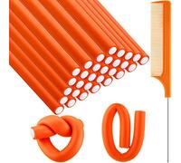 Syhood Lot de 30 tiges de mise en forme flexibles - Tiges de mise en forme à 9.45 tours - Bigoudis en mousse souple sans chaleur - Bigoudis et 1 peigne queue de rat en acier pour femme - Pour cheveux