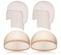 Syhood Lot de 4 bonnets d'Halloween en latex pour perruque chauve - Accessoires de costume pour femme et homme (blanc, beige)