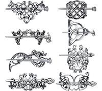 Syhood Lot de 8 pinces à cheveux celtiques viking vintage en métal argenté - Accessoires de bijoux pour femme