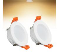 Syibelters Lot de 2 spots LED encastrables de plafond 3 W, blanc chaud 3000 K, panneau lumineux ultra fin, diamètre de coupe 50-55 mm, AC110-240 V pour salon, bureau