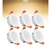 Syibelters Lot de 6 spots LED encastrables de plafond 3 W, blanc chaud 3000 K, panneau lumineux ultra fin, diamètre de coupe 50-55 mm, AC110-240 V pour salon, bureau