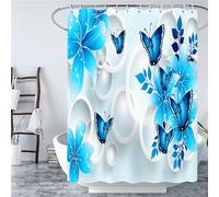 Syiboo Papillon coloré Rideau de Douche Anti Moisissure,Rideau Douche Imperméable Tissu Antibacterien Lavable en Machine,avec des 12 Crochets 3D Rideaux de Douche pour Salle de Bains Decor,120x170cm