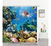 Syiboo Rideau Douche 90x190cm Poisson coloré Rideau de Douche Anti-moisissure,Grand Rideaux Extérieur Imperméable,Tissu Polyester,Antibactérien,Lavable en Machine,3D Salle de Bain Rideau Décor