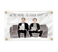 SYII Drapeau Step Brothers The Interview 9,5 x 1,5 m, We're Here to Up Funny College Dorm Drapeaux avec 4 œillets en laiton Bannière décorative pour extérieur et intérieur