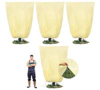 SYITCUN 120 x 180 cm - Lot de 4 housses de protection contre le gel pour plantes d'extérieur avec cordon de serrage à fermeture éclair - Couverture respirante pour l'hiver - Tentes d'hivernage