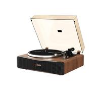 Syitren Paron Tourne-Disque Vintage pour disques vinyles avec Haut-parleurs intégrés Bluetooth phonographe rétro en Bois de Noyer