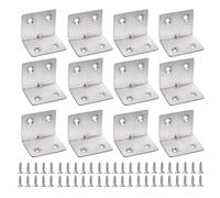 SyiXute 12 Pièces Équerre D'assemblage 90 Degrés 30 x 30 x 38 mm,Équerres D'angle en Acier Inoxydable en Forme de L,Angle Droit Équerre de Fixationen avec 48 Vis pour Fixation Meubles en Bois