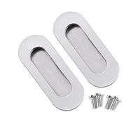 SyiXute 2 Pièces Poignées Porte Encastrées en Acier Inoxydable, Ovale Avec Vis pour Porte Coulissante Armoire Placard Tiroir, Argent