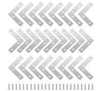 SyiXute 25 Pièces Équerres Plates Angle en L,Équerres D'angle en Acier Inoxydable,Équerre Angle En Forme De L avec 100 Vis pour Bois Meubles Placard Réparation Support,60 * 60 mm