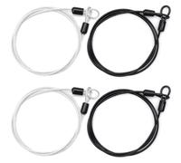 SyiXute 4 Pièces Câble de Sécurité en Acier 1m,Câble Antivol,Câbles de Verrouillage avec Revêtement PVC,Tressé à Boucle Câble pour Bagages en Plein Air les Voyages la Famille (Noir,Argent)