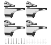 SyiXute 4 Pièces Support de Tablette en Verre,Réglables Alliage de Zinc Poli Salle de Bains Étagère en Verre pour Le Verre Et Les Planchers En Bois Jusqu'À 3-20 mm D'Épaisseur Max