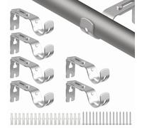 SyiXute 6 Pièces Support Tringle Rideaux,25 mm Supports Pour Tringles À Rideaux Réglables En Métal,Fixation Tringle Rideau avec Vis pour Les Bureaux Les Armoires De Chambre,Argent