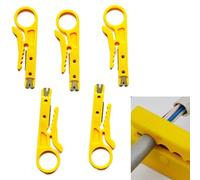 Syiyunran Dénudeur Pince à Sertir Electricien - 5 pièce, Jaune, Dénuder Coupe Câble Outil Pose, Denudeur Cable Machine pour Distributeur Réseau Dénuder, Perçage, Dénudage Sertisseuse